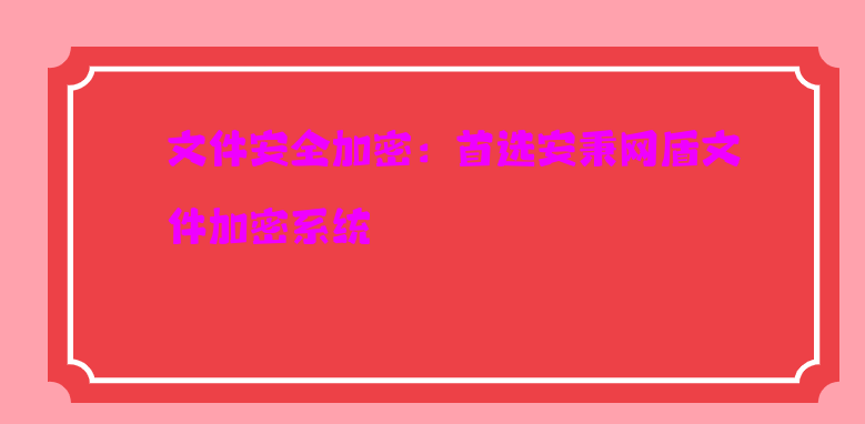 文件安全加密：首选安秉网盾文件加密系统 